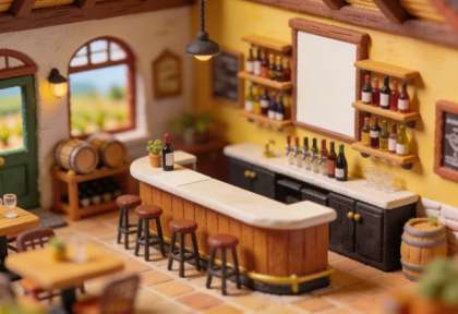 Weingut Castor – Miniatur-Diorama, Vinothek