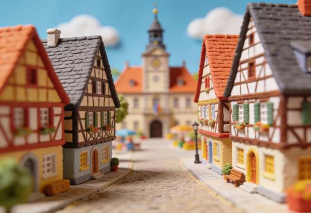 Marktplatz Cochem – Miniatur-Diorama, Gassenblick