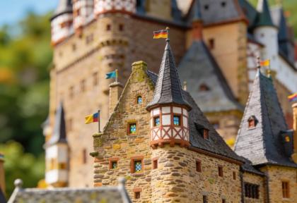 Reichsburg Cochem – Miniatur-Diorama, Detail der Türme