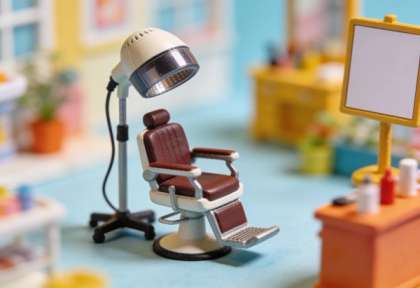 Salon Creative – Miniatur-Diorama, Detail Stuhl