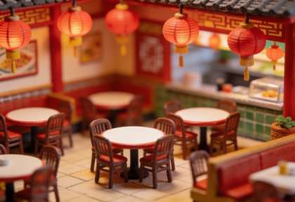 China Restaurant Lotus – Miniatur-Diorama, Innen