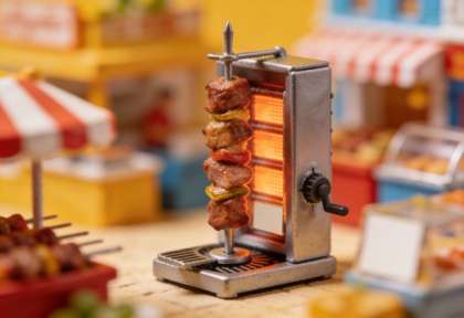 GONCO Kebap – Miniatur-Diorama, Detail Spieß