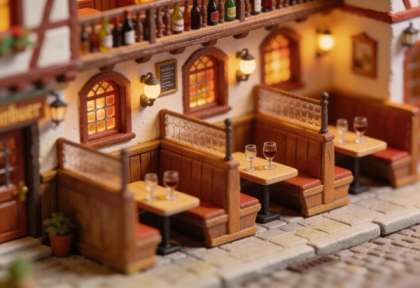 Weinstuben Hieronimi – Miniatur-Diorama, Innen