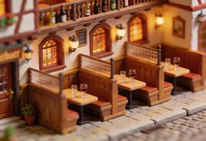Weinstuben Hieronimi – Miniatur-Diorama, Innen