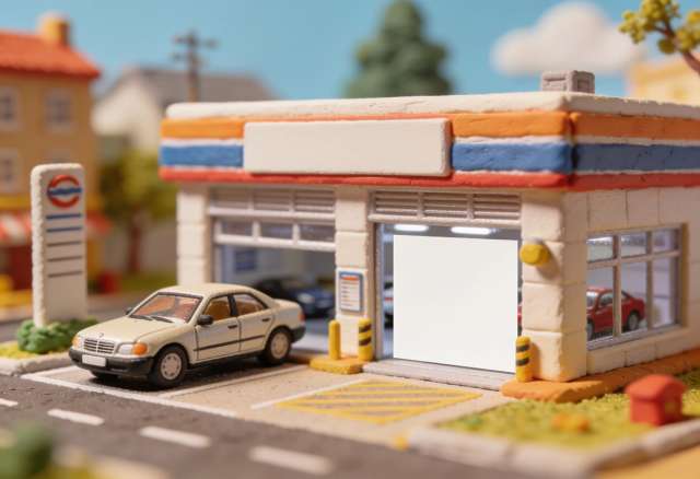 Autohaus Föhr – Miniatur-Diorama, Einfahrt