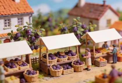 Sehler Quetschefest – Miniatur-Diorama, Obststände