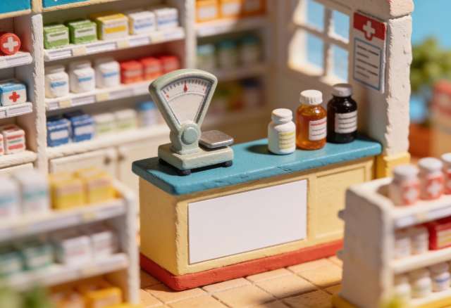 Kreuzberg-Apotheke – Miniatur-Diorama, Theke