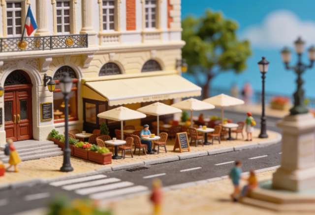 Rathaus-Café Rünz – Miniatur-Diorama, Terrasse