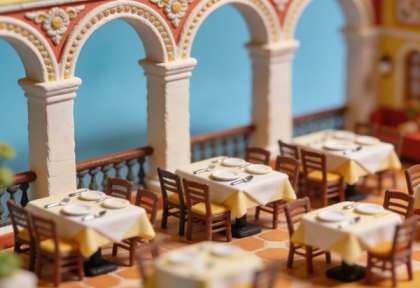 Arcaden Restaurant – Miniatur-Diorama, Innen