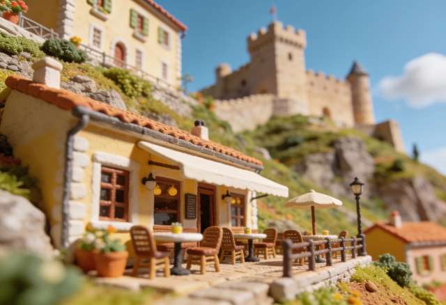 Schloßbergterrasse – Miniatur-Diorama, Burgblick