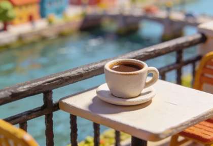 Café Bistro Cochemer Jung – Miniatur-Diorama, Detail