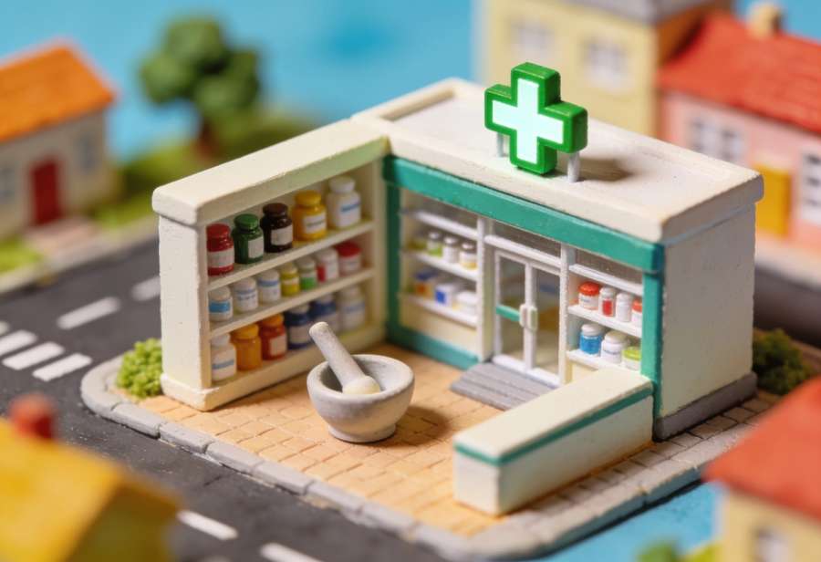 Apotheke am Center – Miniatur-Diorama, Totale