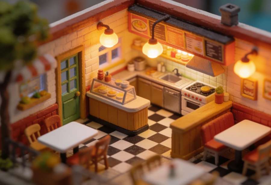 Sabrinas Küche – Miniatur-Diorama, Totale
