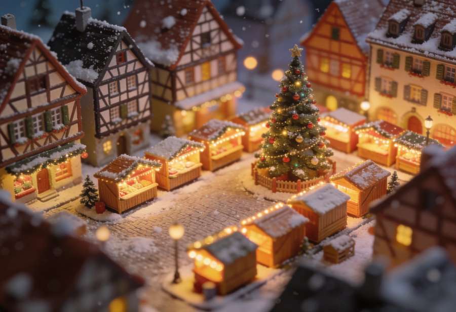 Cochemer Weihnachtsmarkt – Miniatur-Diorama, Totale