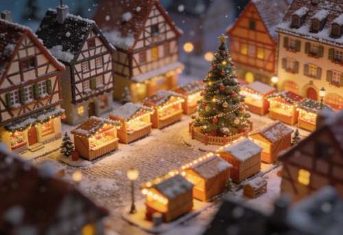 Cochemer Weihnachtsmarkt – Miniatur-Diorama, Totale