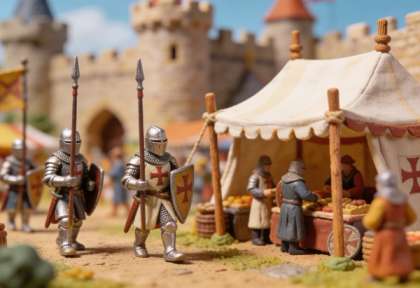 Mittelalterliches Burgfest Reichsburg – Miniatur-Diorama, Ritter & Zelte