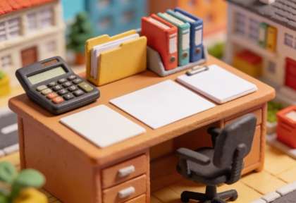Steuerberatung Küpper Schaub – Miniatur-Diorama, Schreibtisch
