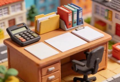 Steuerberatung Küpper Schaub – Miniatur-Diorama, Schreibtisch