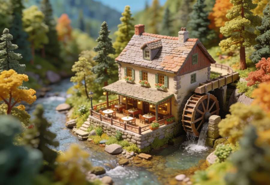 Hotel Weißmühle – Miniatur-Diorama, Totale