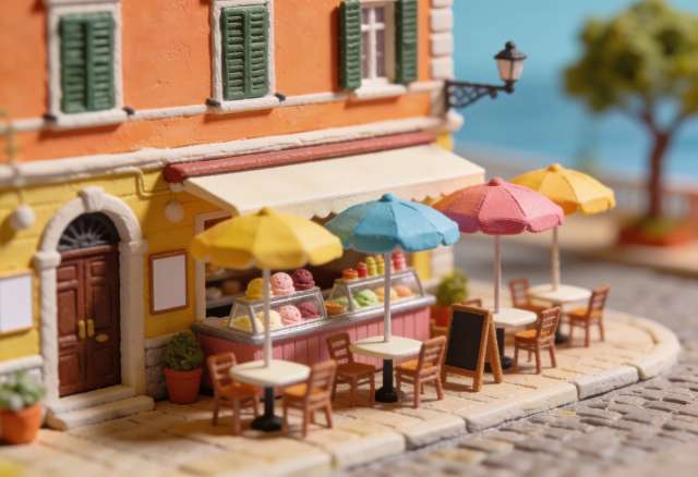 Gelateria Fratelli Bortolot – Miniatur-Diorama, Terrasse