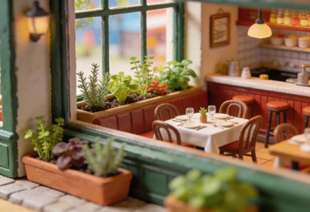 Restaurant Herbs – Miniatur-Diorama, Kräutergarten