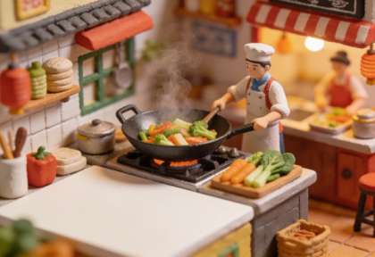 Asia Wok Pham – Miniatur-Diorama, Wok-Station
