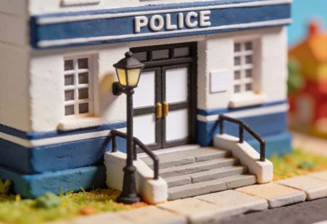 Polizeiinspektion – Miniatur-Diorama, Eingang