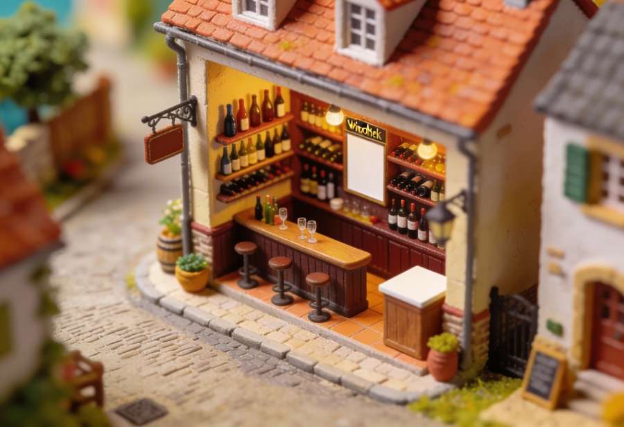 Weingut Dax – Vinothek Ernst – Miniatur-Diorama, Totale