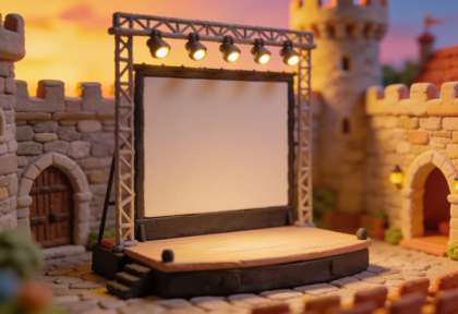 Achtsam Morden – Burgfestspiele – Miniatur-Diorama, Bühne