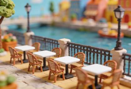 Café Bistro Cochemer Jung – Miniatur-Diorama, Tische
