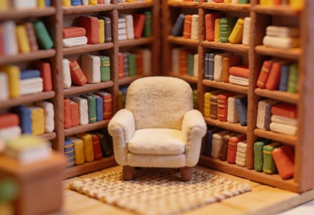 Buchhandlung Layaa-Laulhé – Miniatur-Diorama, Leseecke
