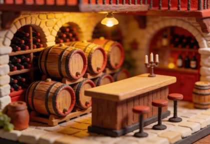 Bacchus Keller – Miniatur-Diorama, Innen