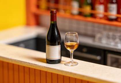 Weinmanufaktur Oster – Vinothek Cochem – Miniatur-Diorama, Detail Glas