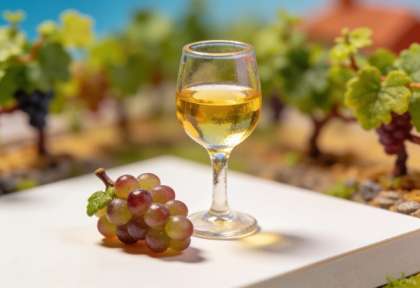Ferienweingut Rudi Steuer – Miniatur-Diorama, Detail Wein