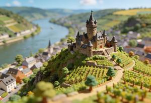 Reichsburg Cochem – Miniatur-Diorama, Totale über der Mosel