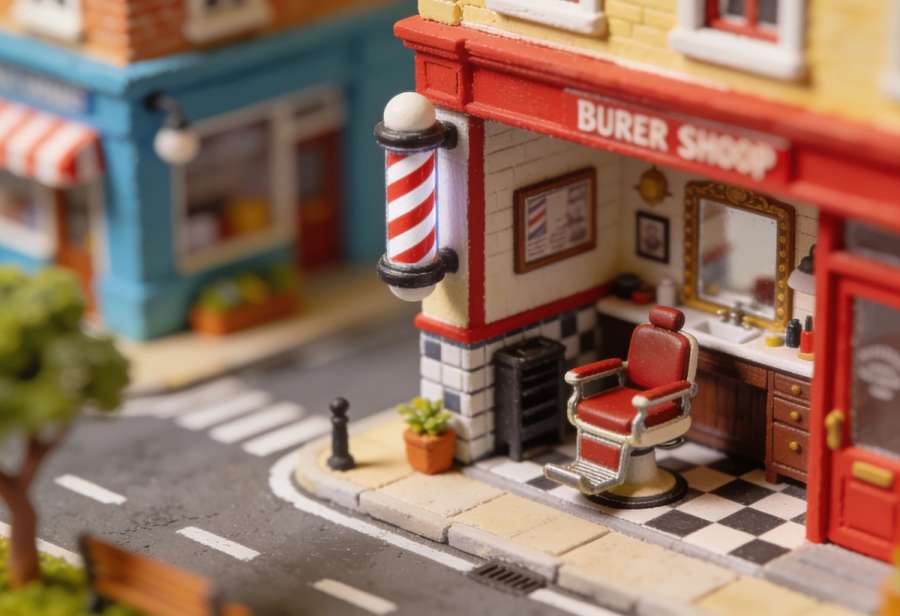 ROJ Barbershop – Miniatur-Diorama, Totale