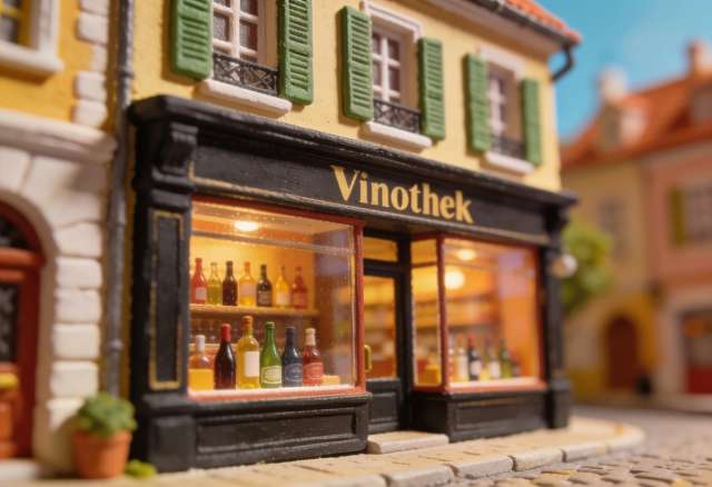 Weinmanufaktur Oster – Vinothek Cochem – Miniatur-Diorama, Schaufenster