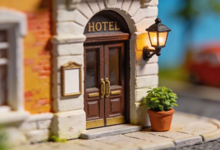 Hotel-Restaurant Lohspeicher – Miniatur-Diorama, Detail Tür