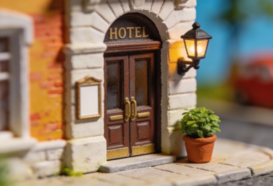 Hotel-Restaurant Lohspeicher – Miniatur-Diorama, Detail Tür