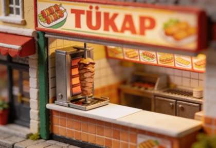 Urfa Kebap – Miniatur-Diorama, Theke