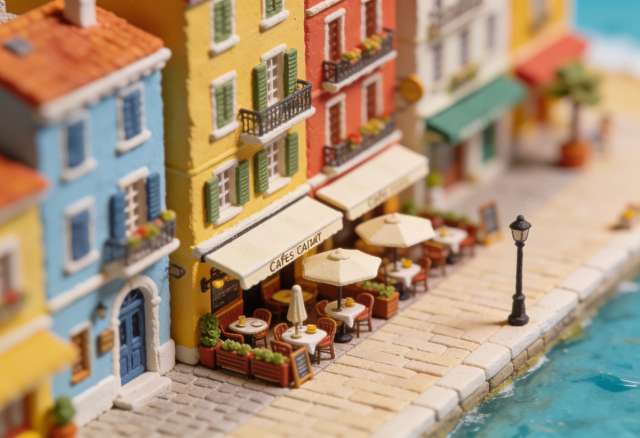 Restaurant-Café Dazert – Miniatur-Diorama, Promenade