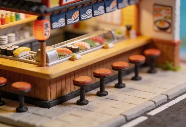 Chip & Lou Sushi – Miniatur-Diorama, Bar