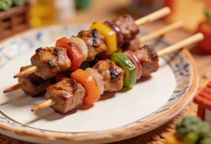 ROJ Grill – Miniatur-Diorama, Detail Spieß