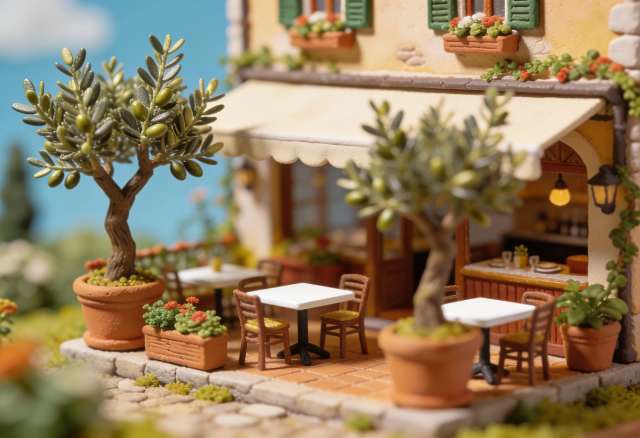 Oscar’s Restaurant – Miniatur-Diorama, Garten