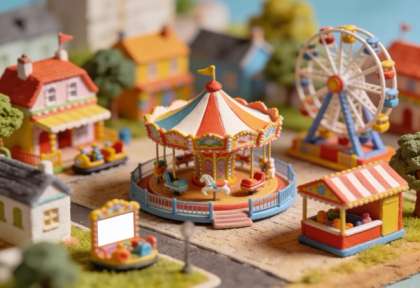 Kirmes Cond – Miniatur-Diorama, Fahrgeschäfte