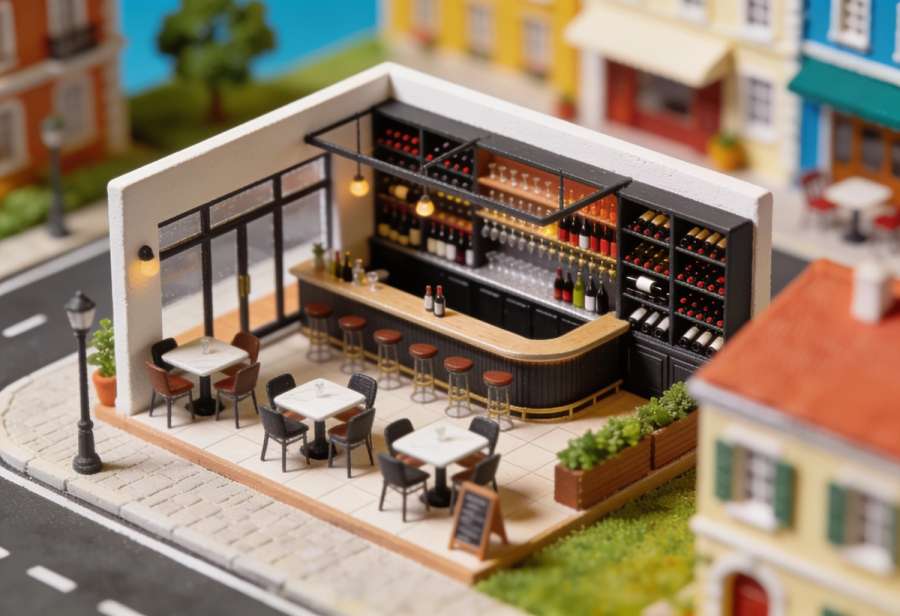 Neos Restaurant & Weinbar – Miniatur-Diorama, Totale