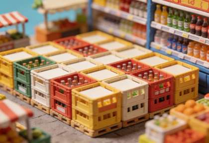REWE Getränkemarkt – Miniatur-Diorama, Kisten