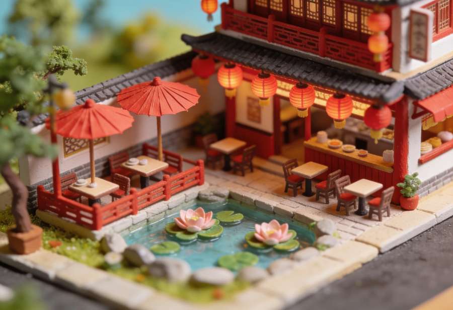 Asia Lotus House – Miniatur-Diorama, Totale