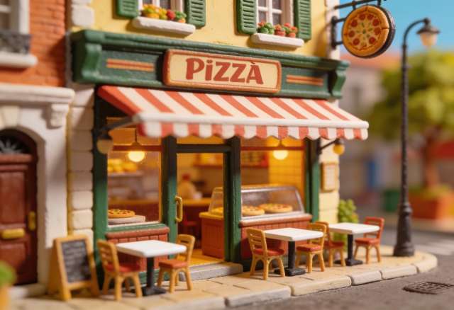 Pizzeria Castello – Miniatur-Diorama, Eingang