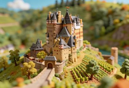 Reichsburg Cochem – Miniatur-Diorama, Nahansicht der Burg